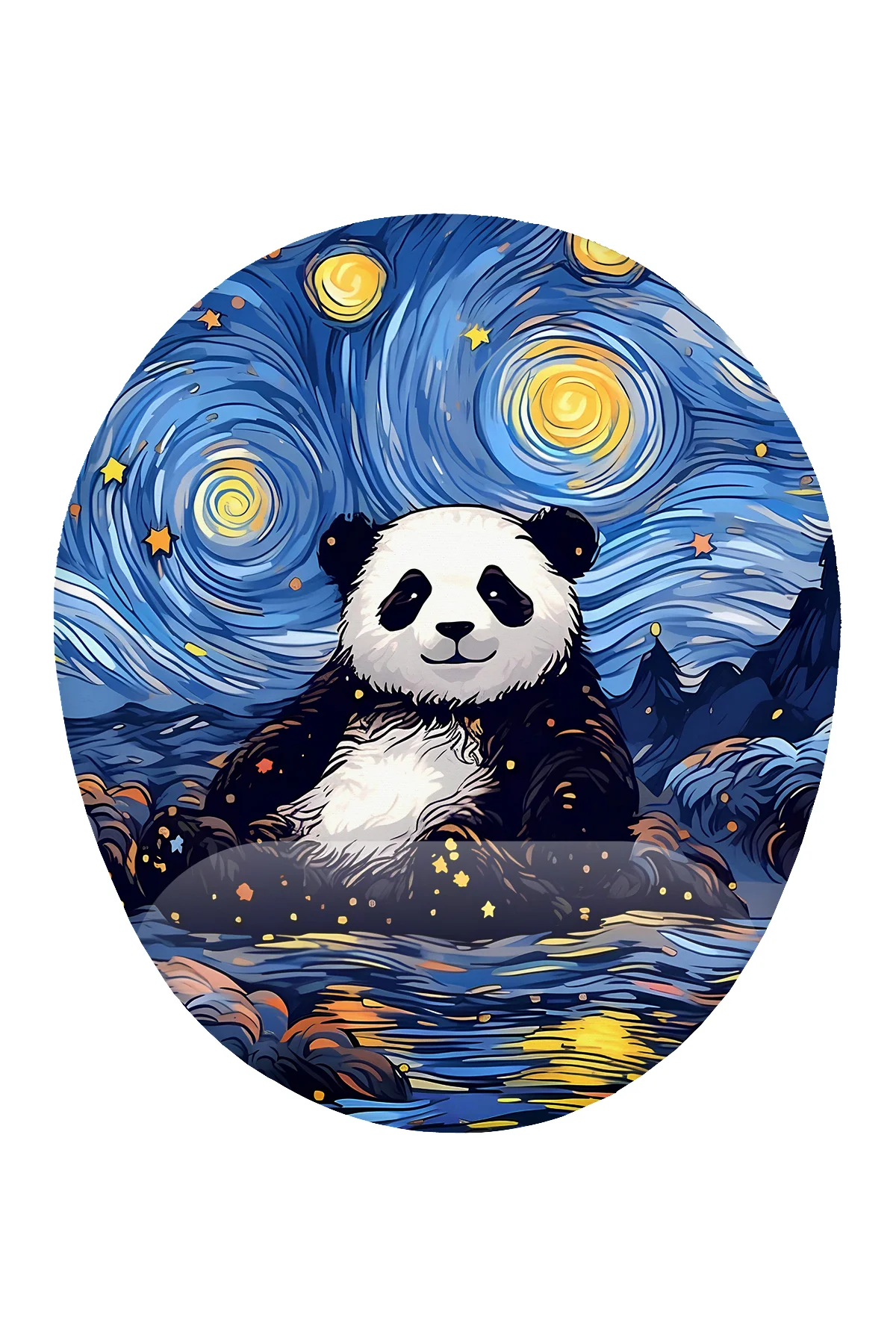 Van Gogh Panda Tasarım Bilek Destekli Mouse Pad Ergonomik Kaymaz 