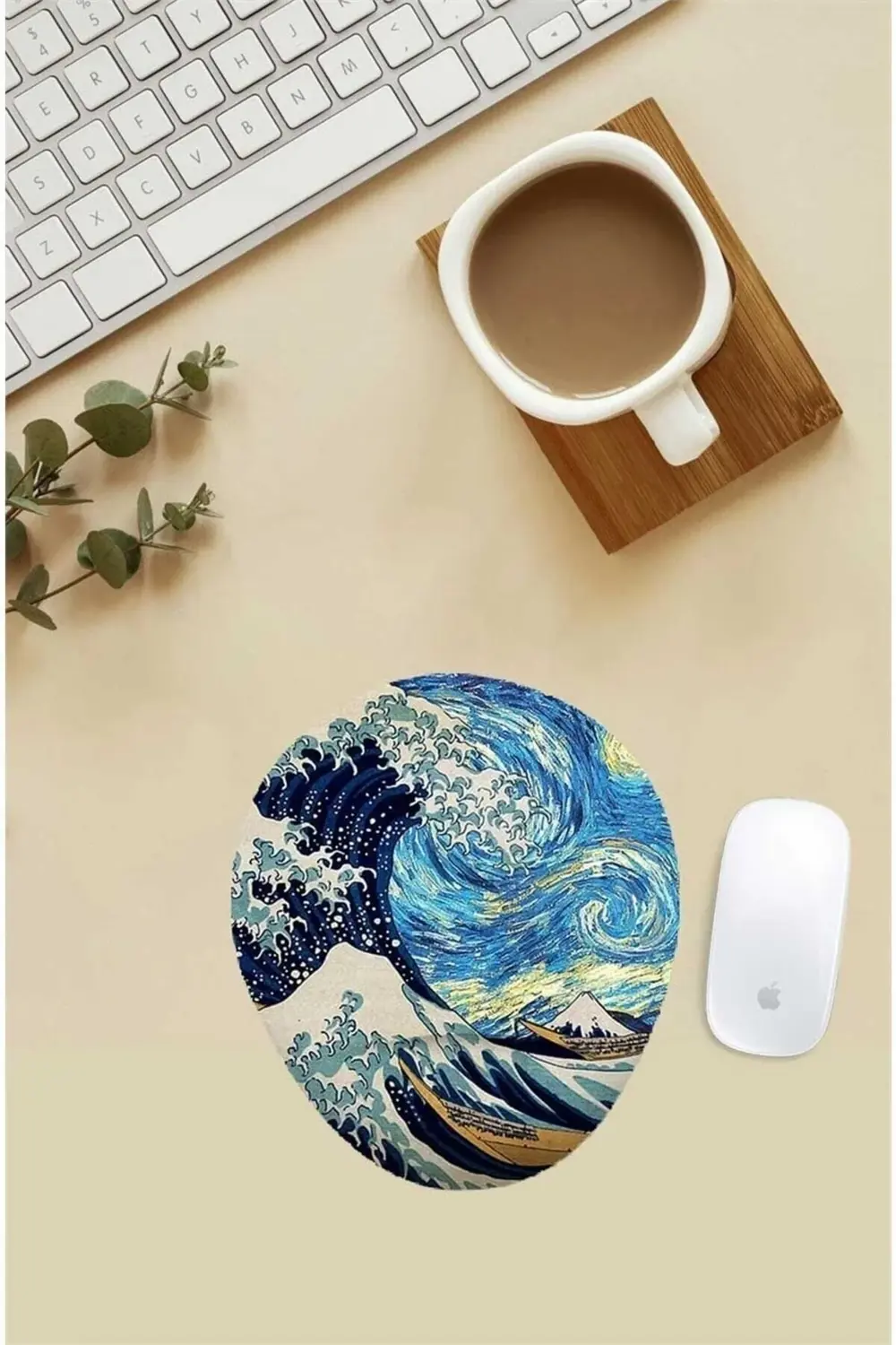 Van Gogh Starry Night The Great Wave Kanagawa Desenli Bilek Deste