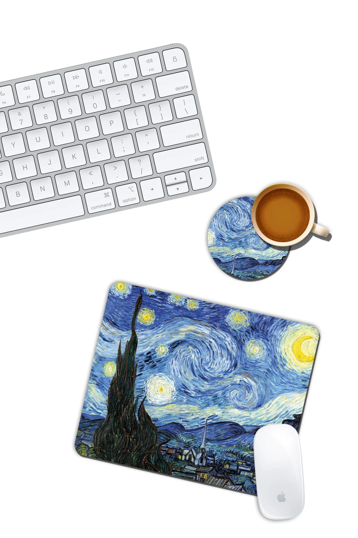 Van Gogh Yıldızlı Gece Mouse Pad ve Bardak Altlığı Set Van Gogh Yıldızlı Gece Mouse Pad ve Bardak Altlığı Set