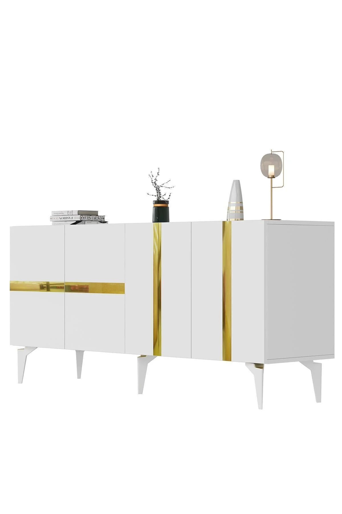 Vaniact Konsol 4 Kapaklı Beyaz-gümüş