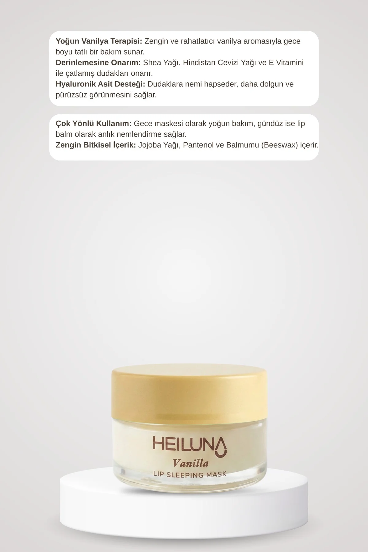 Vanilya Özlü Gece Dudak Maskesi 20g | E Vitamini, Shea Yağı Besle