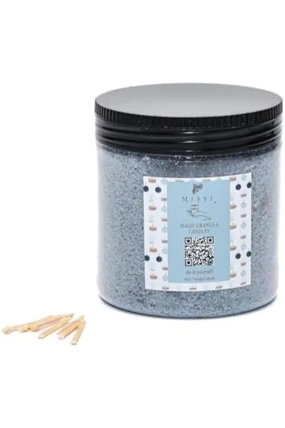 Vanilya Sandal Kokulu Mavi Yaratıcı İnci Tozu Mum (30 adet fitil