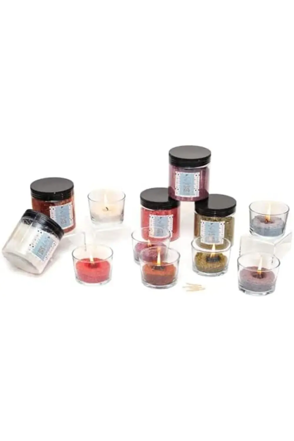 Vanilya Sandal Kokulu Mavi Yaratıcı İnci Tozu Mum (30 adet fitil