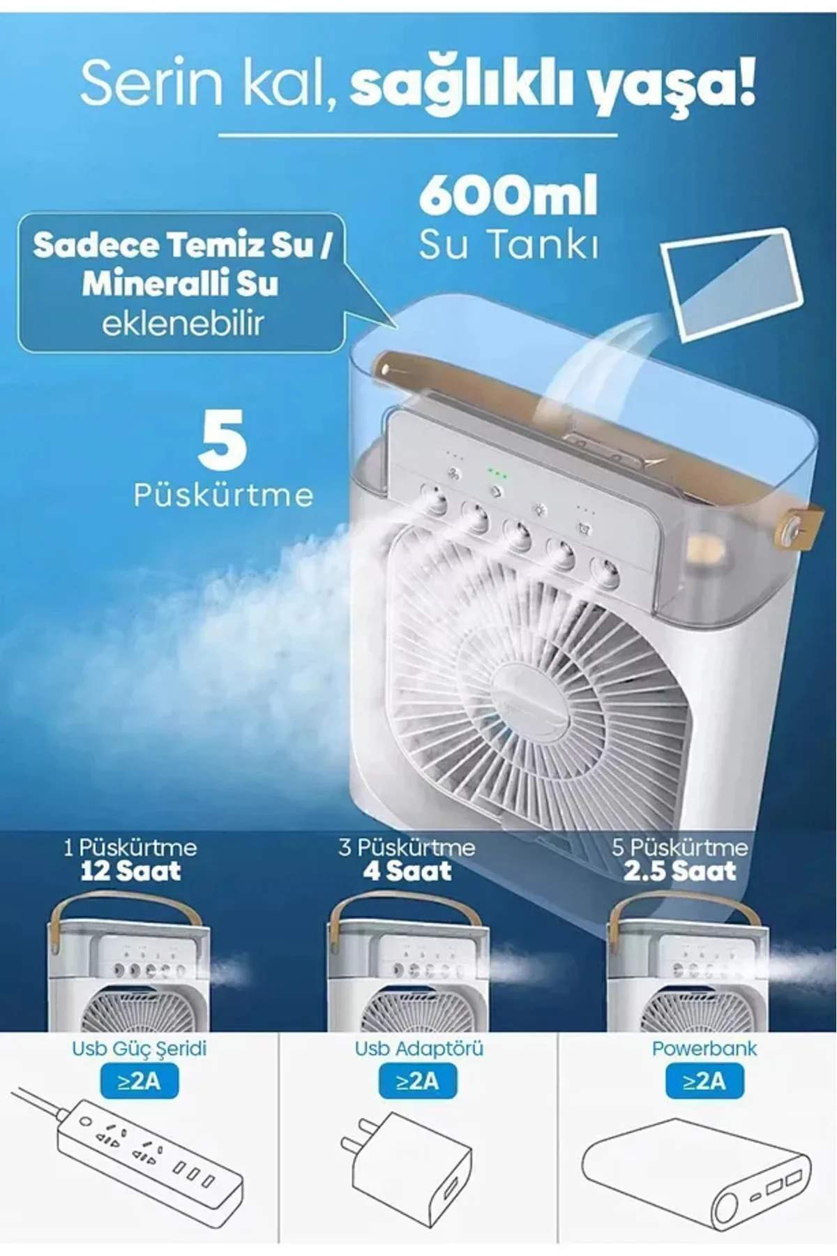 Vantilatör - Renk: Beyaz, Özellik: Su Buharlı, Tip: Masaüstü | Teknik Özellikleri ve Kullanım