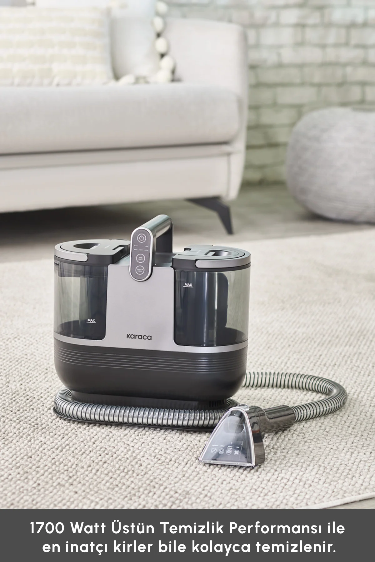 Vantuz Deepclean Buharlı Halı ve Koltuk Yıkama Makinesi Antrasit - Görsel 3