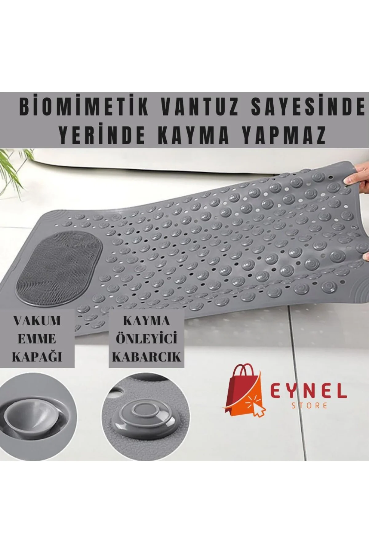 Vantuzlu Banyo ve Duş Kaydırmazı Duşa Kabin Küvet İçi Vantuzlu Banyo Paspası (35x69 cm) (Gr