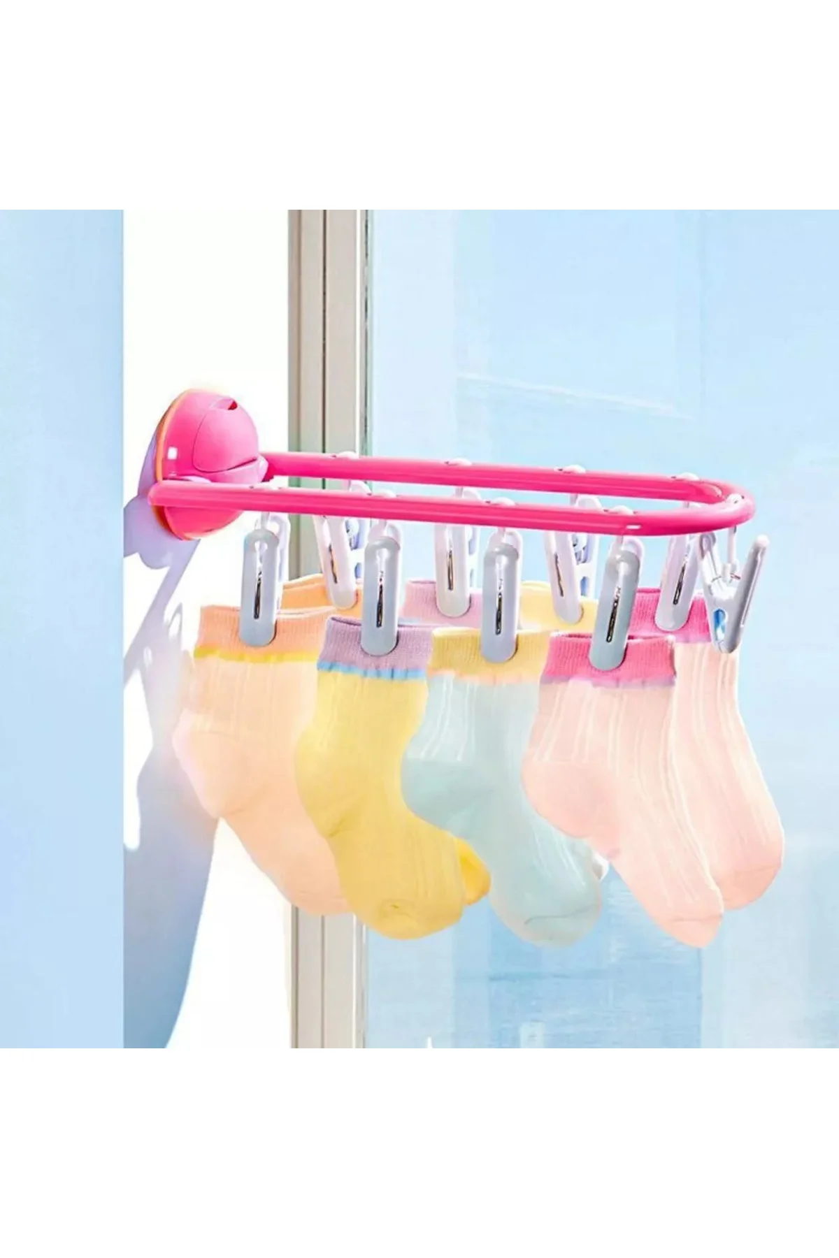 Vantuzlu Elbise Askısı Banyo, Balkon için Çok Amaçlı Çoraplar ve 