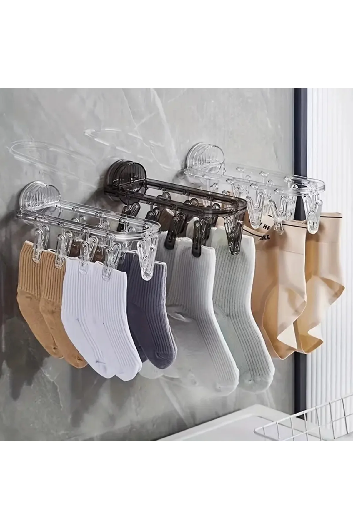 Vantuzlu Elbise Askısı Banyo, Balkon için Çok Amaçlı Çoraplar ve 