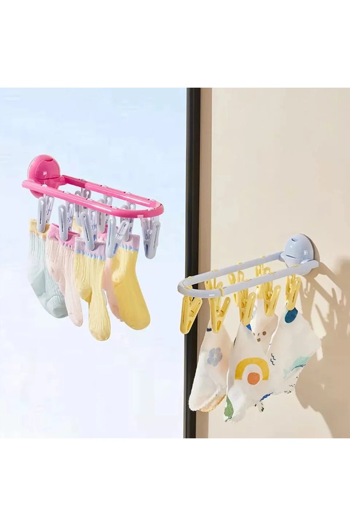 Vantuzlu Elbise Askısı Banyo, Balkon için Çok Amaçlı Çoraplar ve 