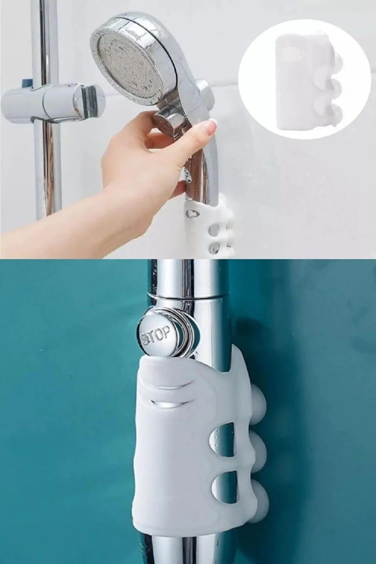 Vantuzlu Silikon Duş Başlığı - Banyo Başlığı Askı Tutucu - Görsel 2