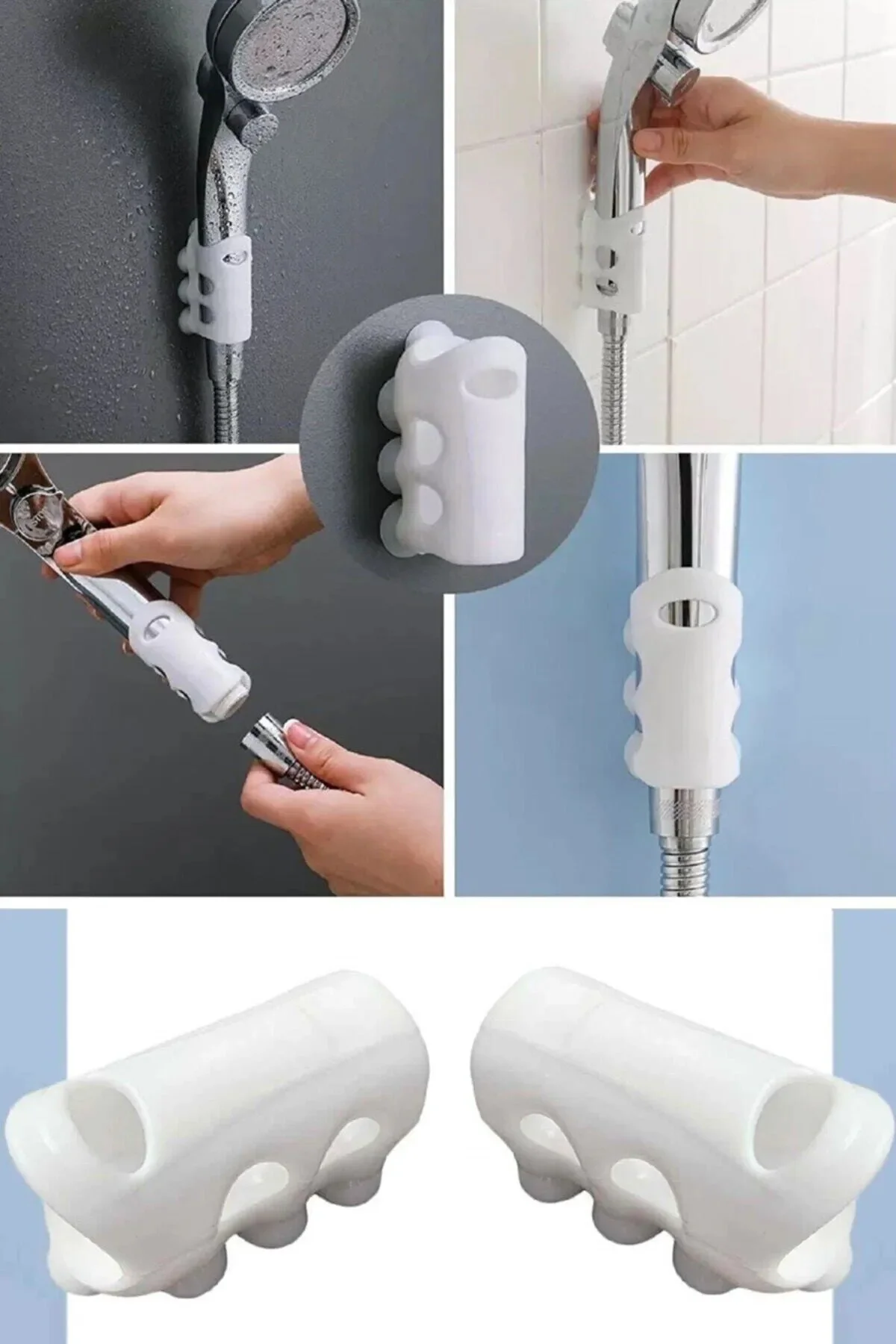 Vantuzlu Silikon Duş Başlığı - Banyo Başlığı Askı Tutucu - Görsel 4