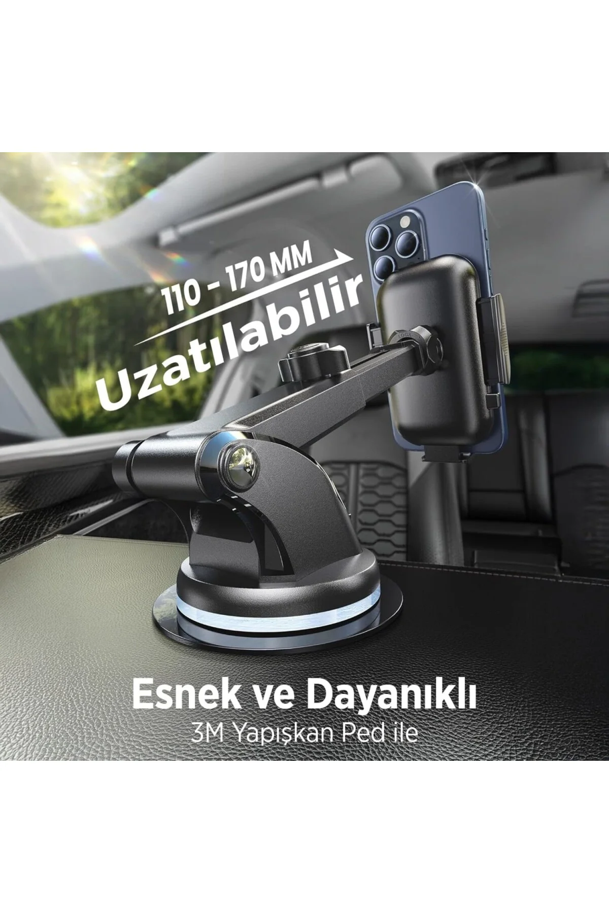 Vantuzlu Uzayan Cam ve Torpido için Ayarlanabilir Araç içi Telefo
