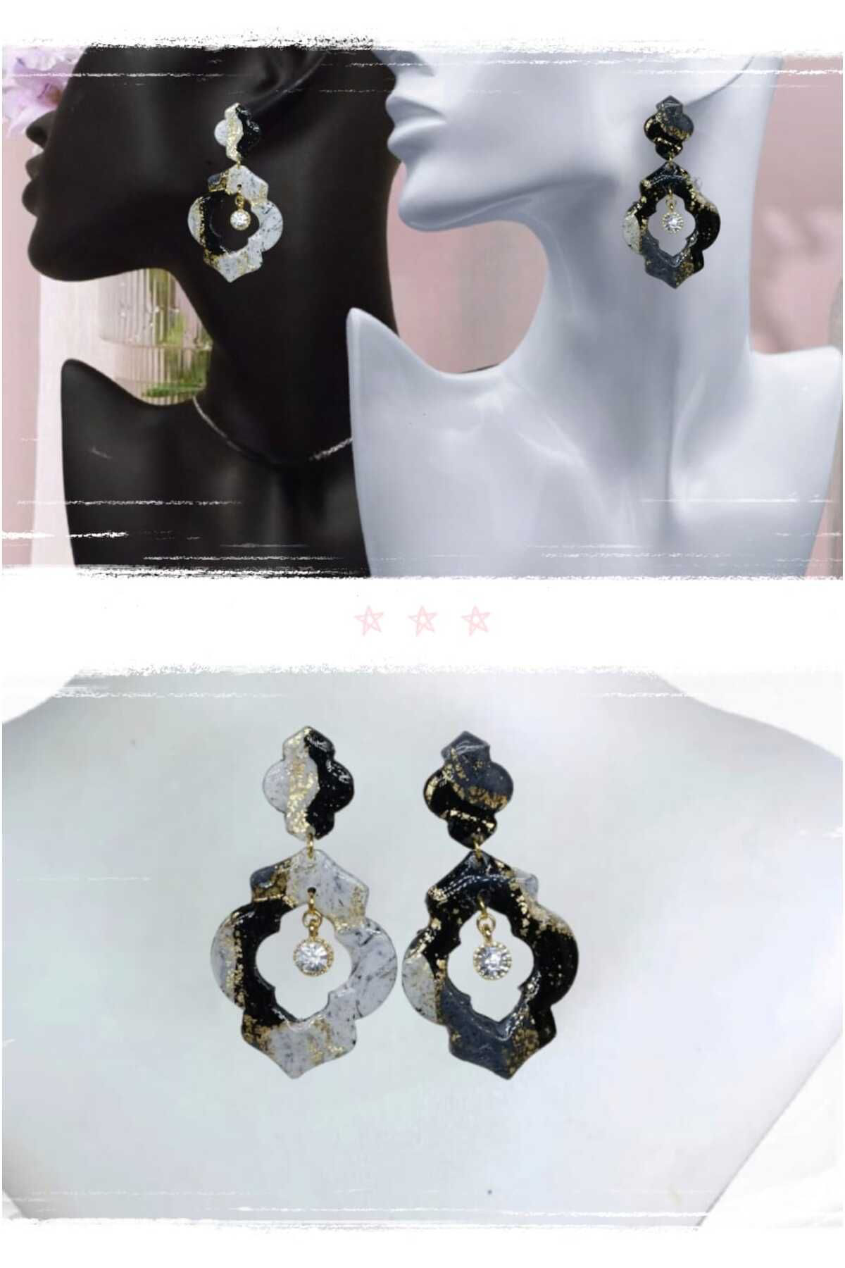 Varak Aşkı Polimer Kil & Epoksi Tasarım Küpe