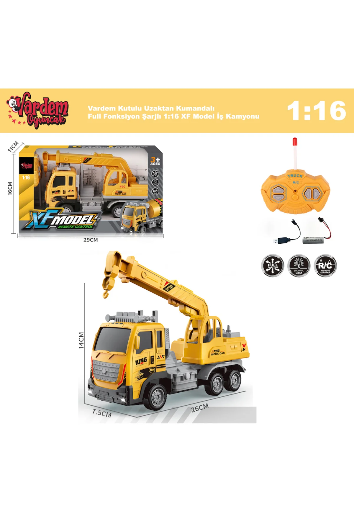 Vardem Kutulu Uzaktan Kumandalı Full Fonksiyon Şarjlı 1:18 Rock C