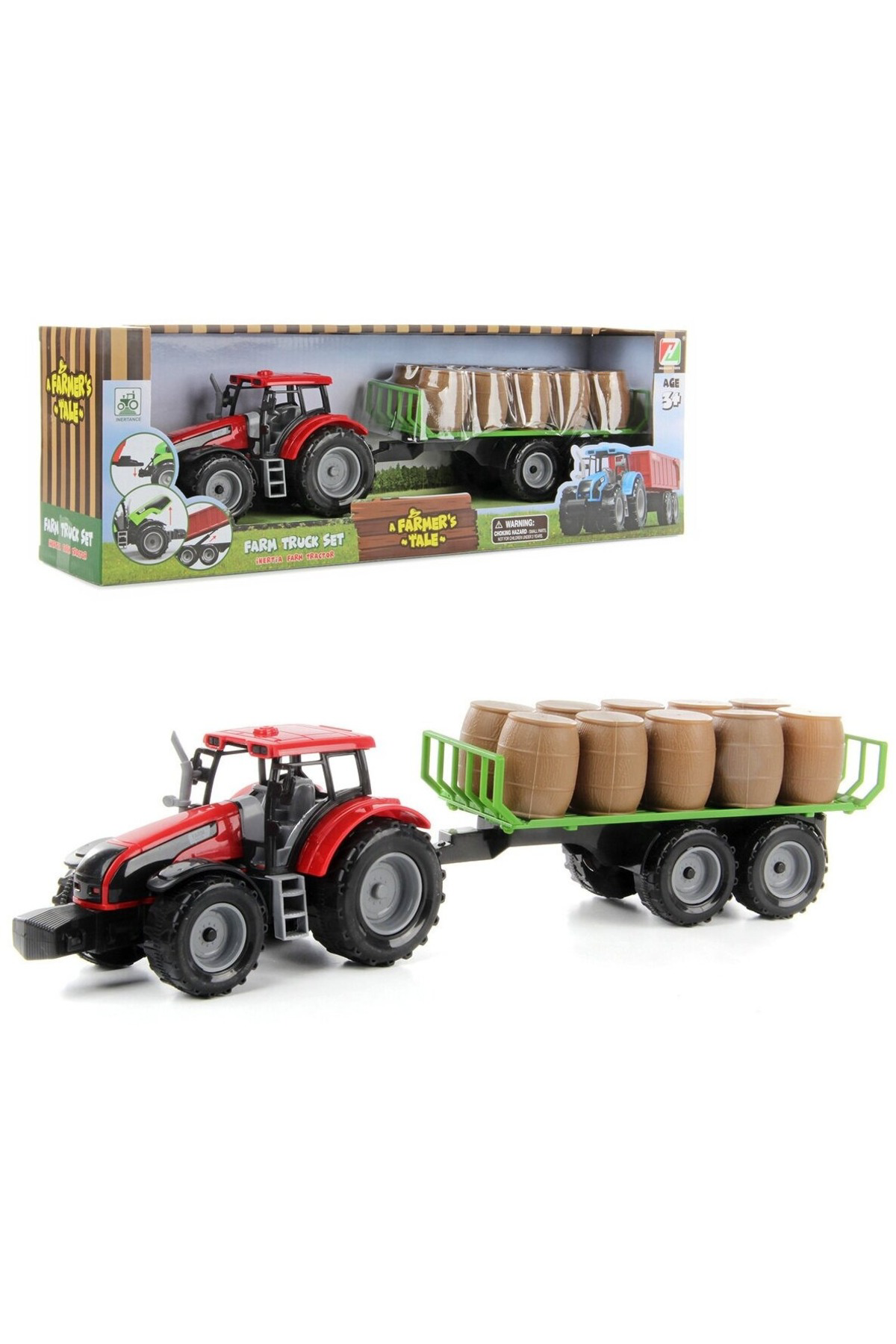 Oyuncak Store Varil Fiçi Taşiyan Sesli İşikli Remorklu Traktör Çiftçi Traktörü