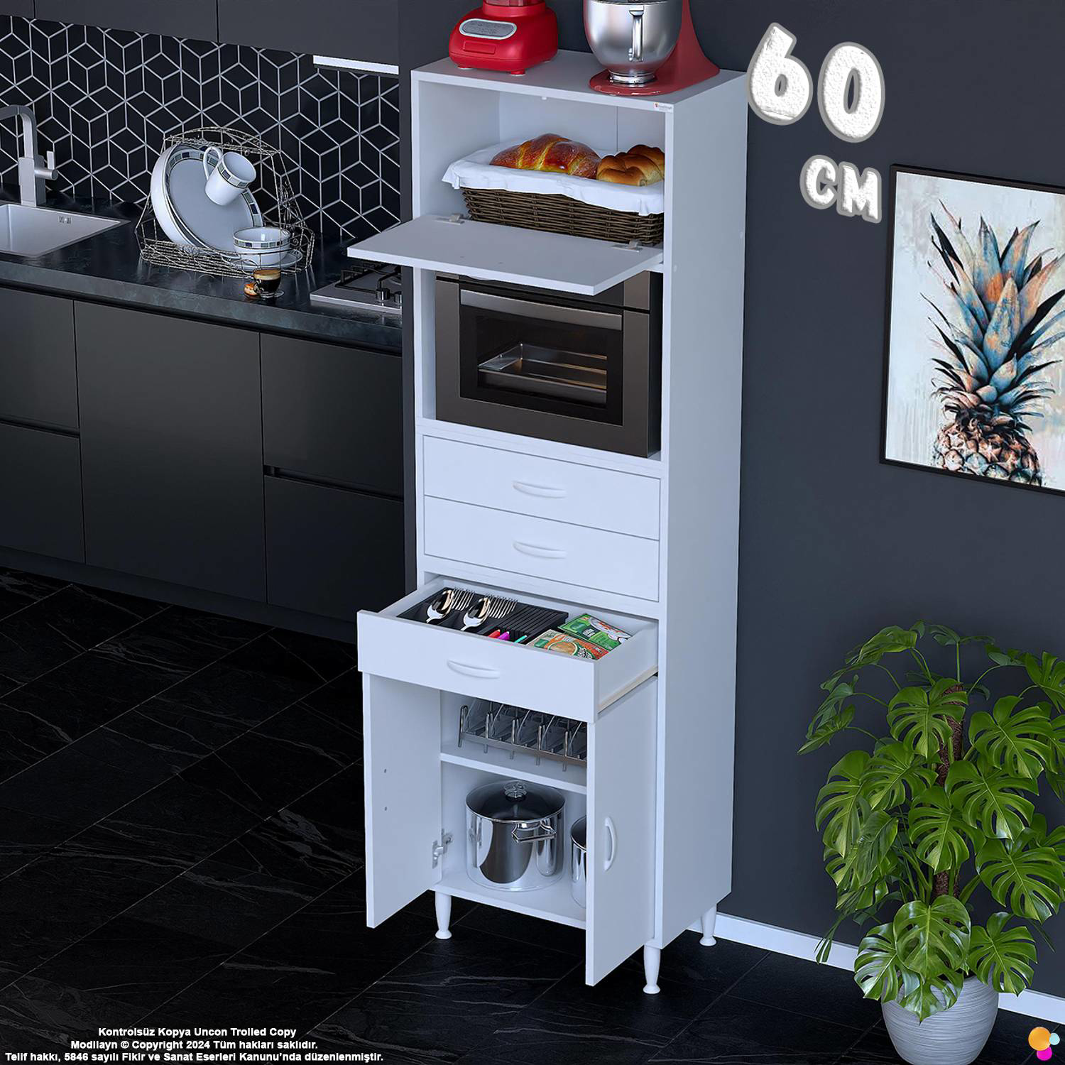 Vario 60 cm Çok Amaçlı Mutfak, Bakliyat ve Kahve Köşesi Organizer Vario 60 cm Çok Amaçlı Mutfak, Bakliyat ve Kahve Köşesi Organizer