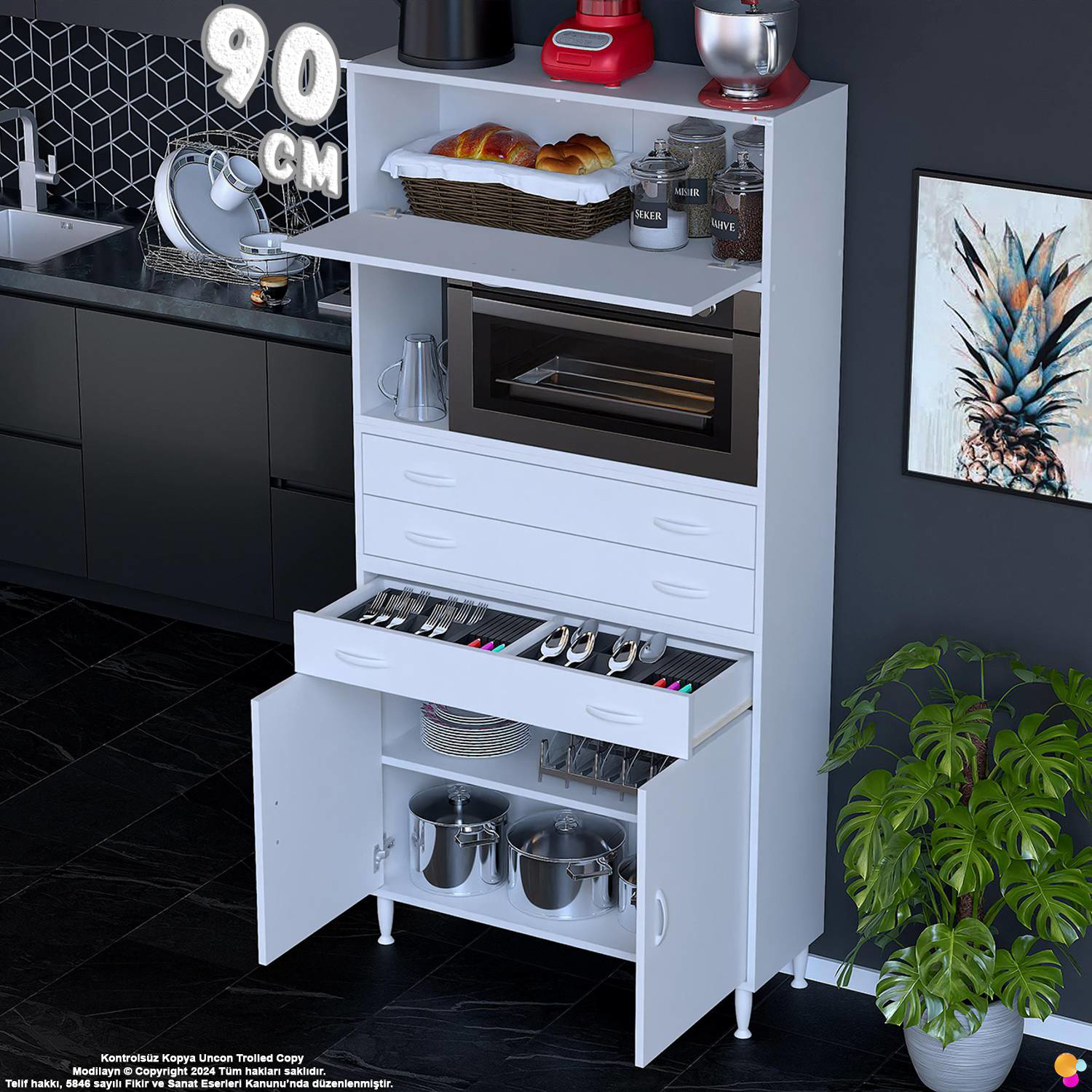 Vario 90 cm Çok Amaçlı Mutfak, Bakliyat ve Kahve Köşesi Organizer Vario 90 cm Çok Amaçlı Mutfak, Bakliyat ve Kahve Köşesi Organizer