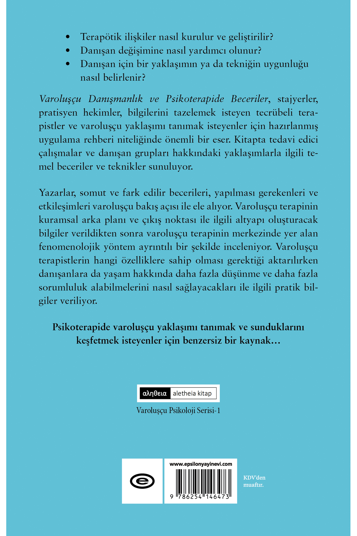 Epsilon Yayınevi Varoluşçu Danışmanlıkta Ve Psikoterapide Beceriler - Emmy Van Deu