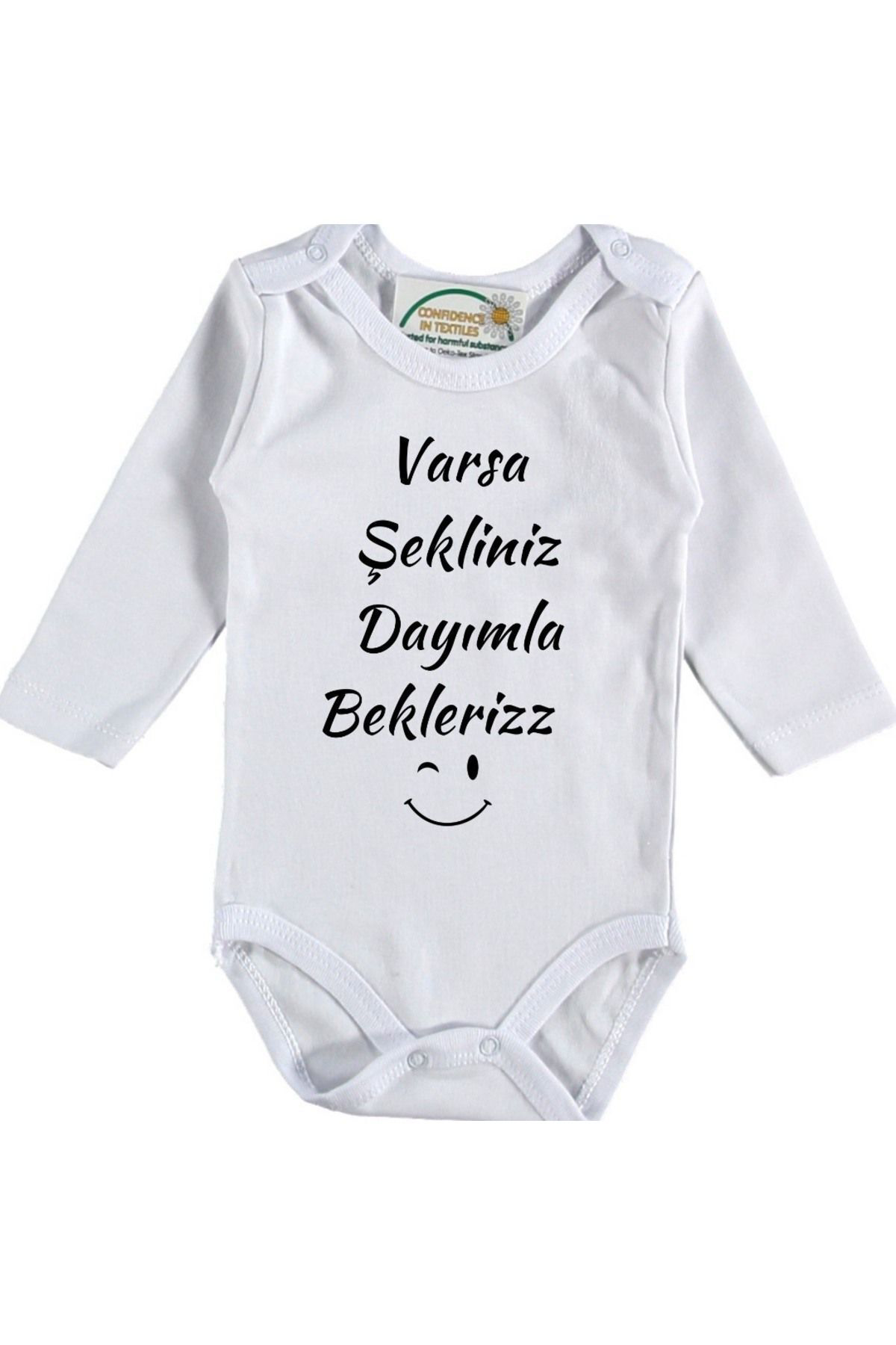 Varsa Şekliniz Dayımla Bekleriz Yazılı Bebek Zıbın