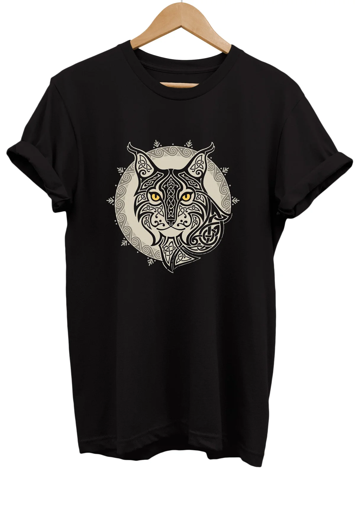 Vaşak Baskılı %100 Pamuk Oversize T-shirt Büyük Beden Tişört