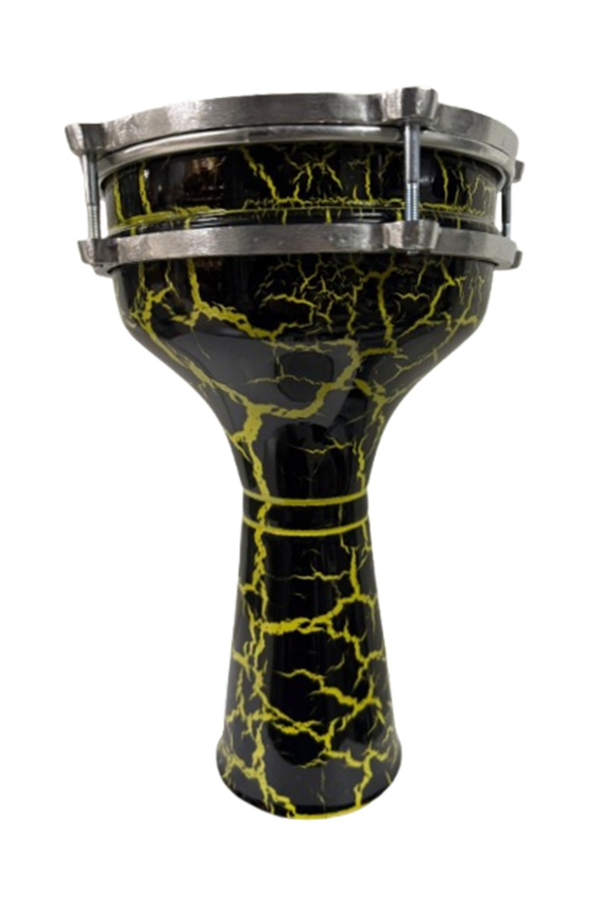 Vatan Darbuka 5 Numara Çatlak Boyalı Siyah - Sarı Desenli