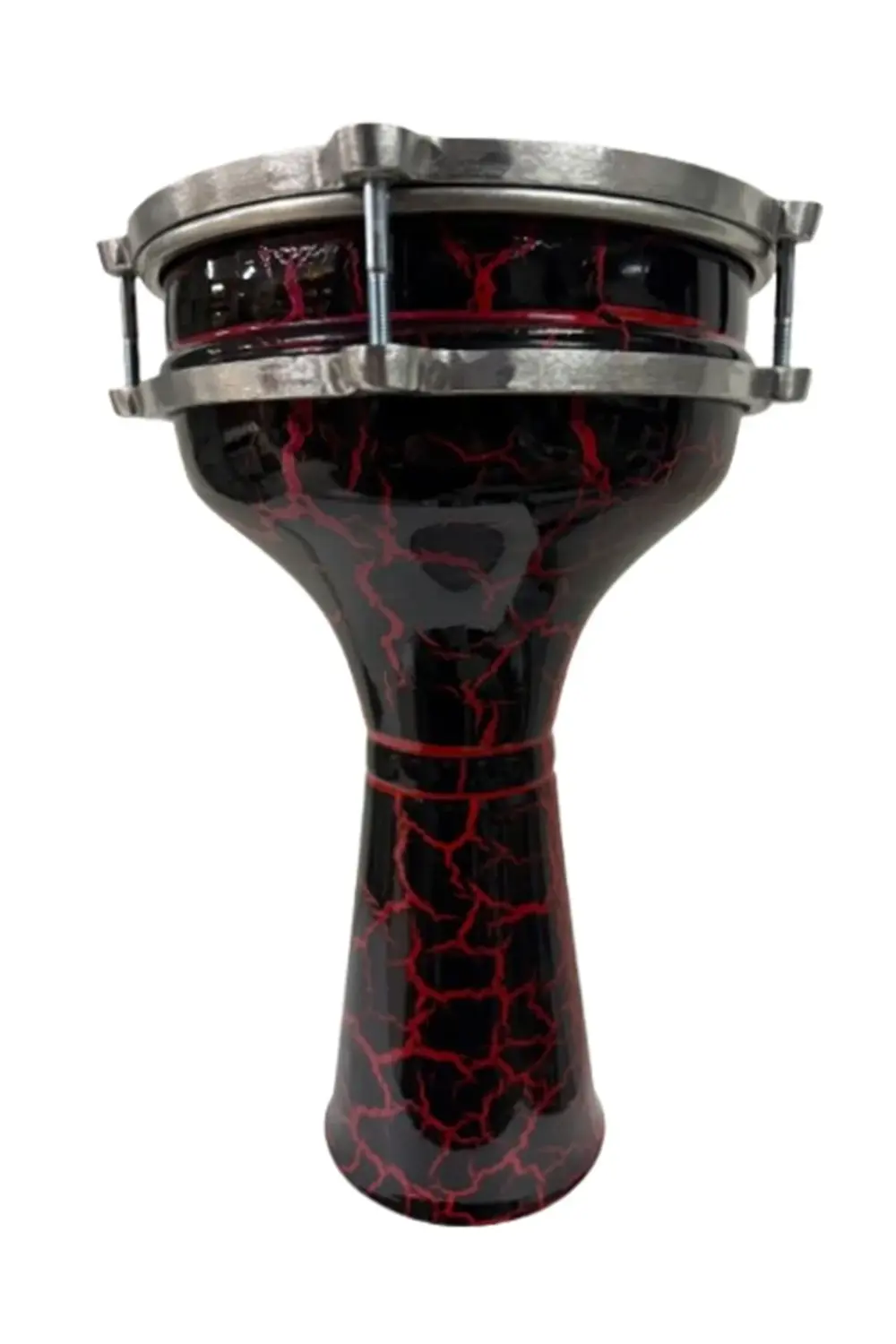 Vatan Darbuka 5 Numara Çatlak Boyalı Siyah - Kırmızı Desenli