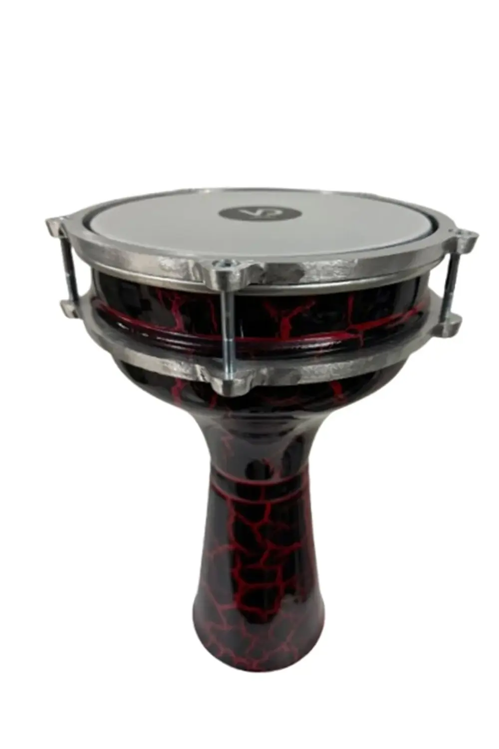 Vatan Darbuka 5 Numara Çatlak Boyalı Siyah - Kırmızı Desenli