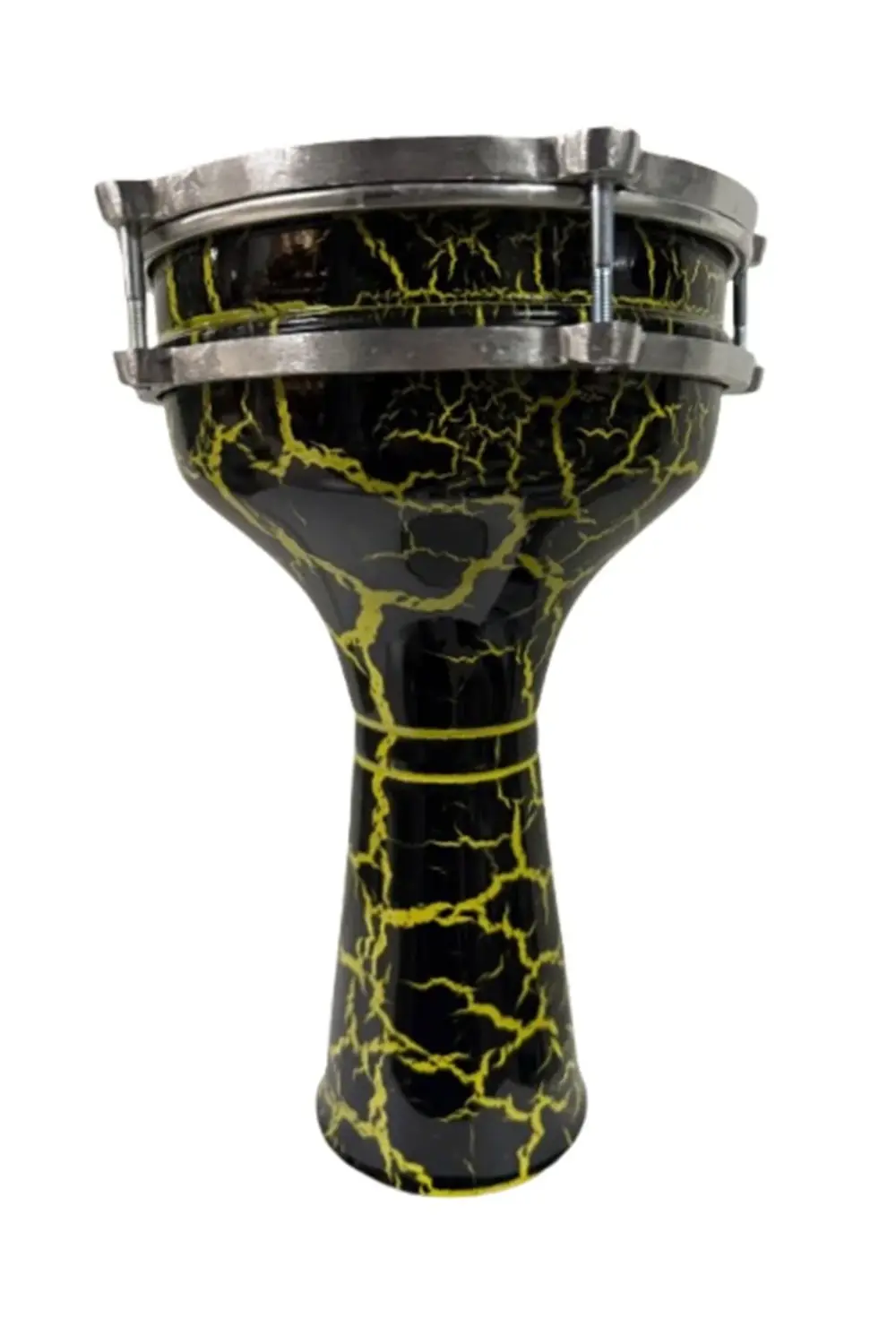 Vatan Darbuka 5 Numara Çatlak Boyalı Siyah - Sarı Desenli