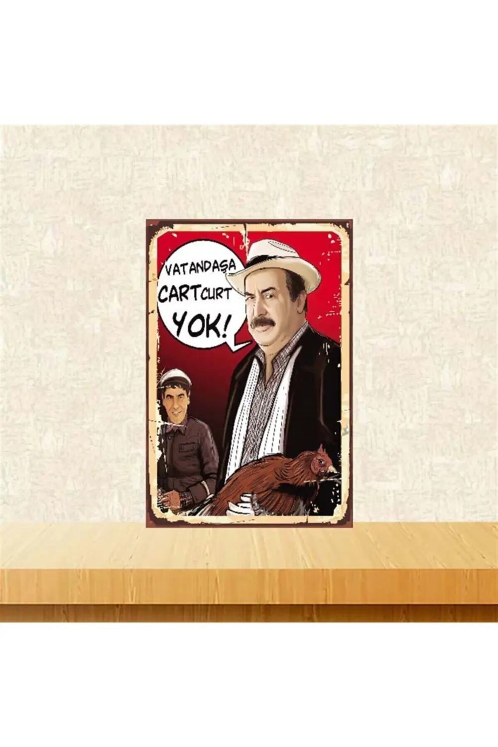 Vatandaşa Cart Curt Yok 20 30 cm Retro Ahşap Poster