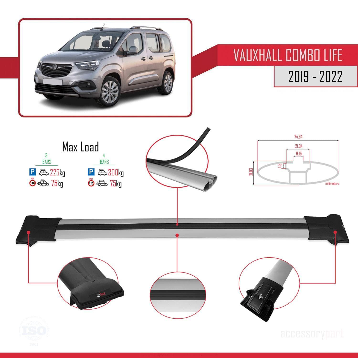 Vauxhall Combo Life 2019-2022 Arası ile Uyumlu FLY Model Ara Atkı