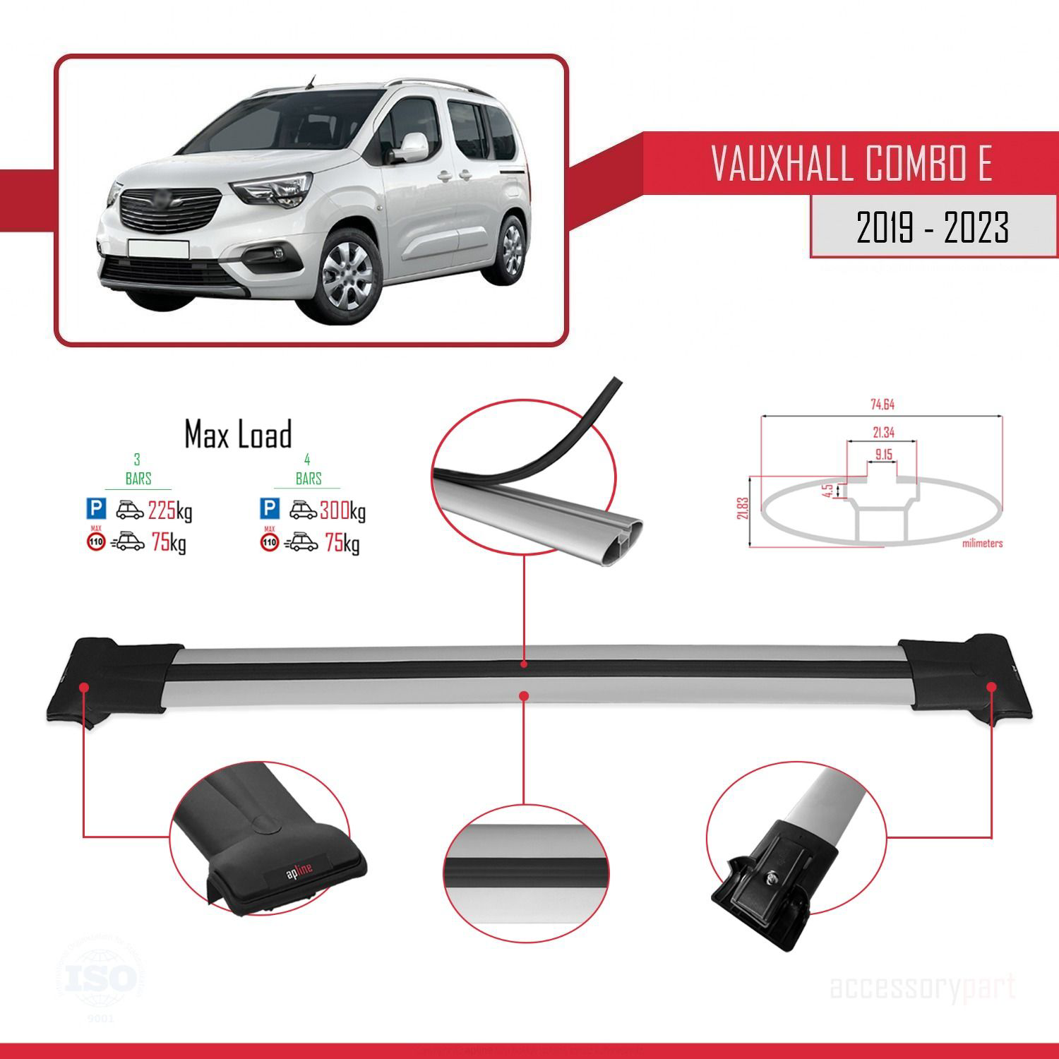Vauxhall Combo E 2019-2023 Arası ile Uyumlu FLY Model Ara Atkı Ta