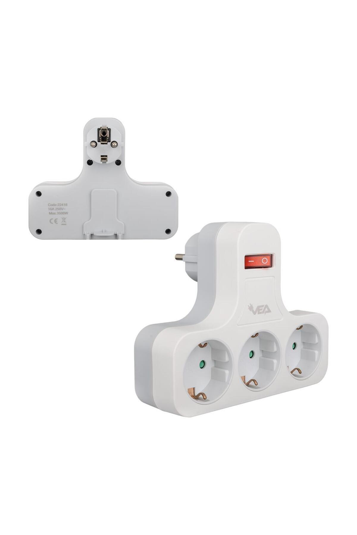 Ve-22418 16 Amper 3500 Watt Anahtarlı 3lü Priz