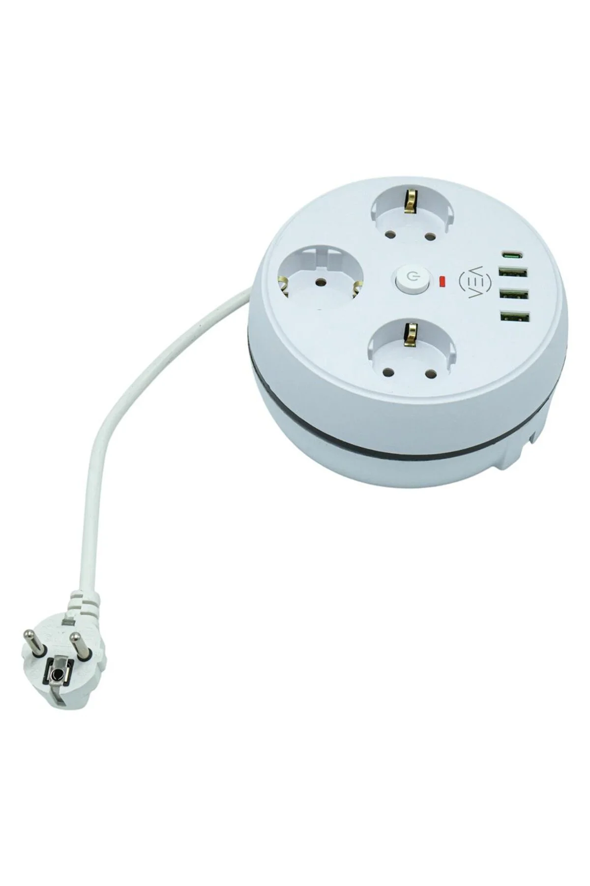 VE-26583 3'LÜ 1.5 Metre Kablolu 3 USB / TYPE-C Girişli Akım Korumalı Grup Priz