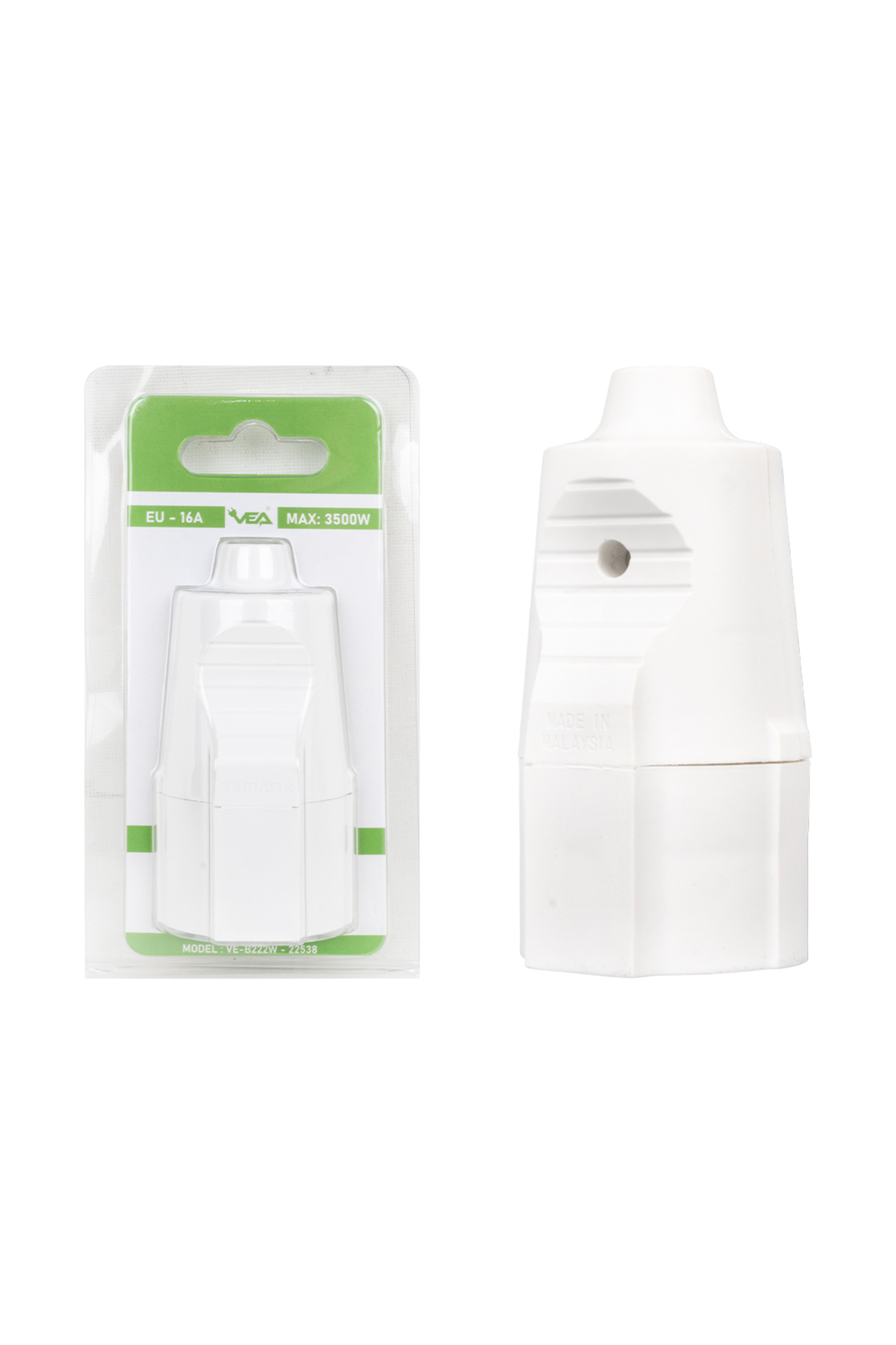 VE-B222W A CLASS BLİSTERLİ TOPRAKLI DİŞİ FİŞ (MADE IN MALAYSIA)