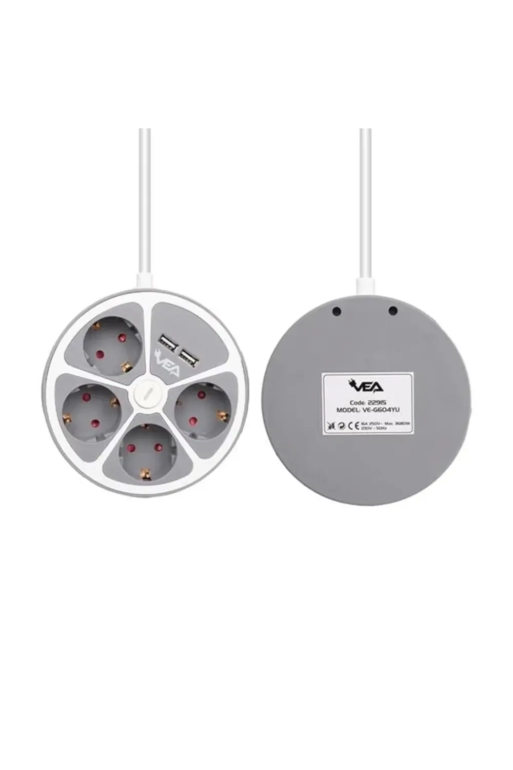 VE-G604YU 4'lü 2 USB’li Anahtarlı 1.5 Metre Grup Priz