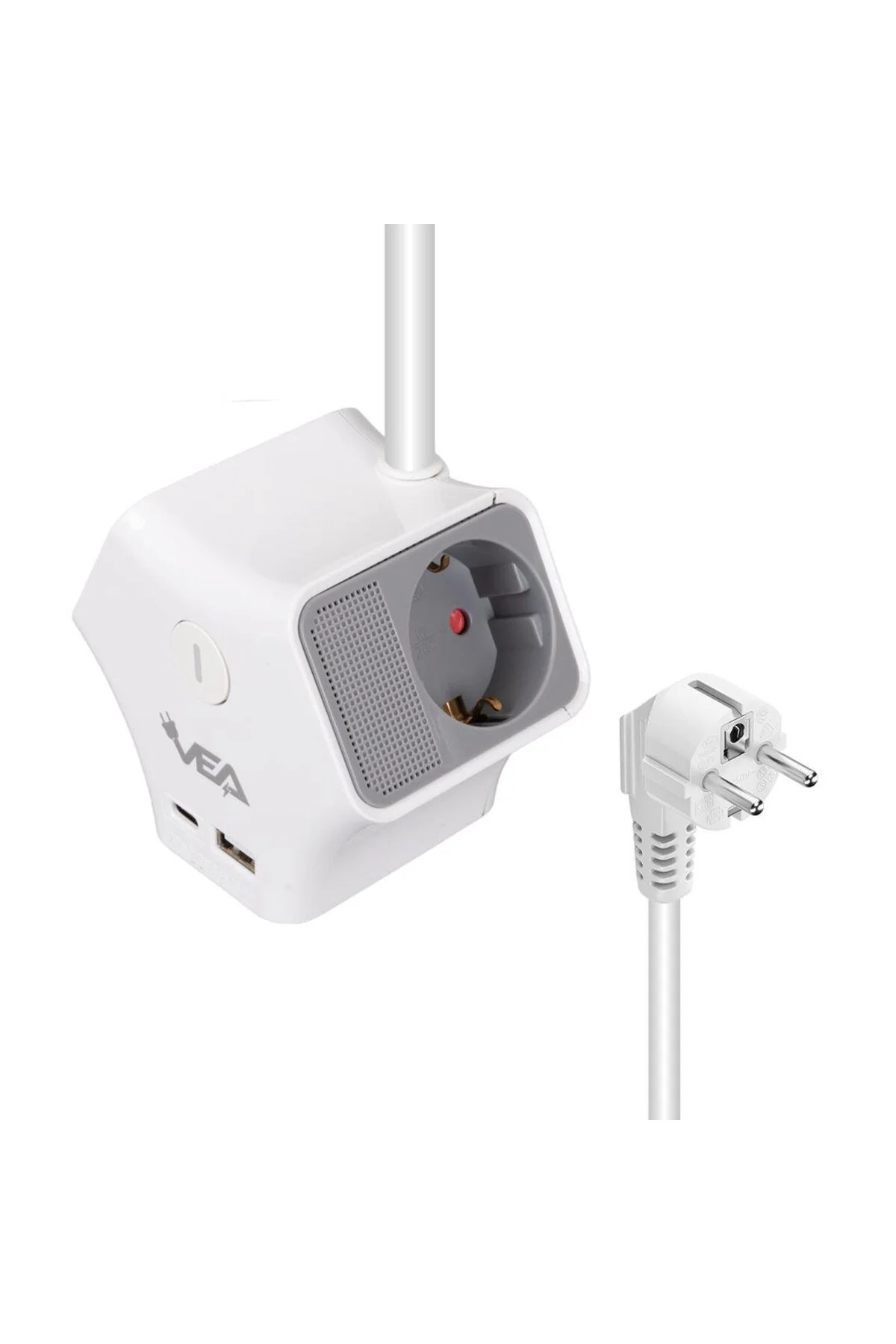 VE-G903YC 3'Lü USB+ Type-C Girişli Anahtarlı 1.5 Metre Grup Priz