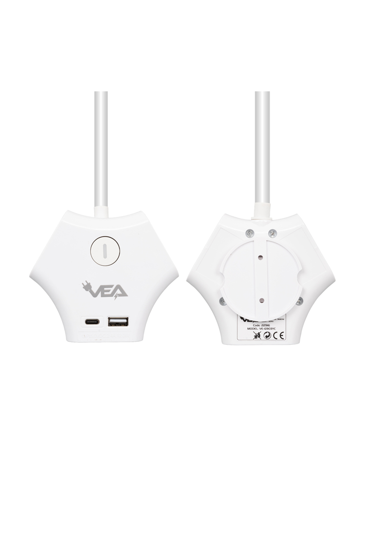 VE-G903YC 3LÜ USB+ TYPE-C GİRİŞLİ ANAHTARLI 1.5 METRE GRUP PRİZ
