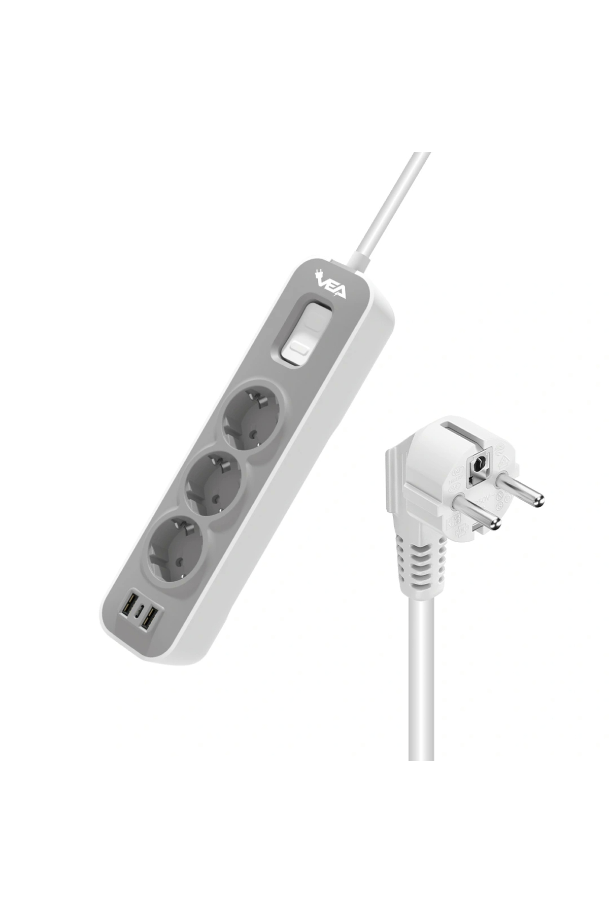 Ve-nova103u A Class 3lü 2 Usbli Anahtarlı 1.5 Metre Akım Korumalı