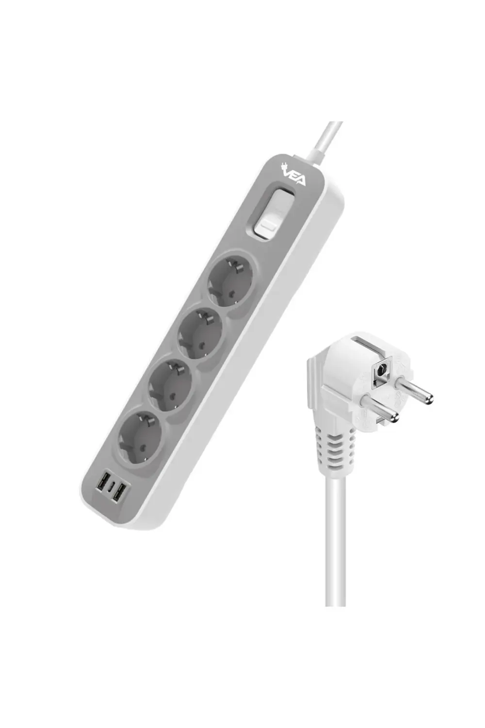 Ve-nova104u A Class 4lü 2 Usbli Anahtarlı 1.5 Metre Akım Korumalı