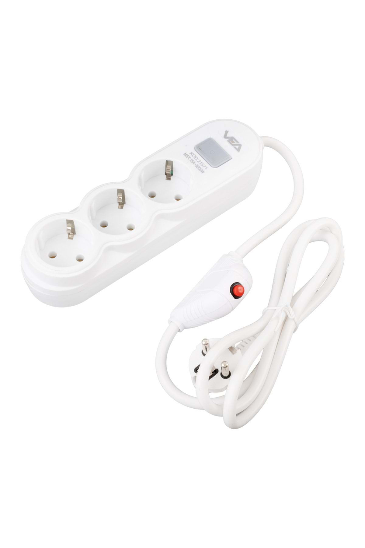 Vea VA-21571 3'lü Anahtarlı 1.5 Metre Akım Korumalı Priz Beyaz 32