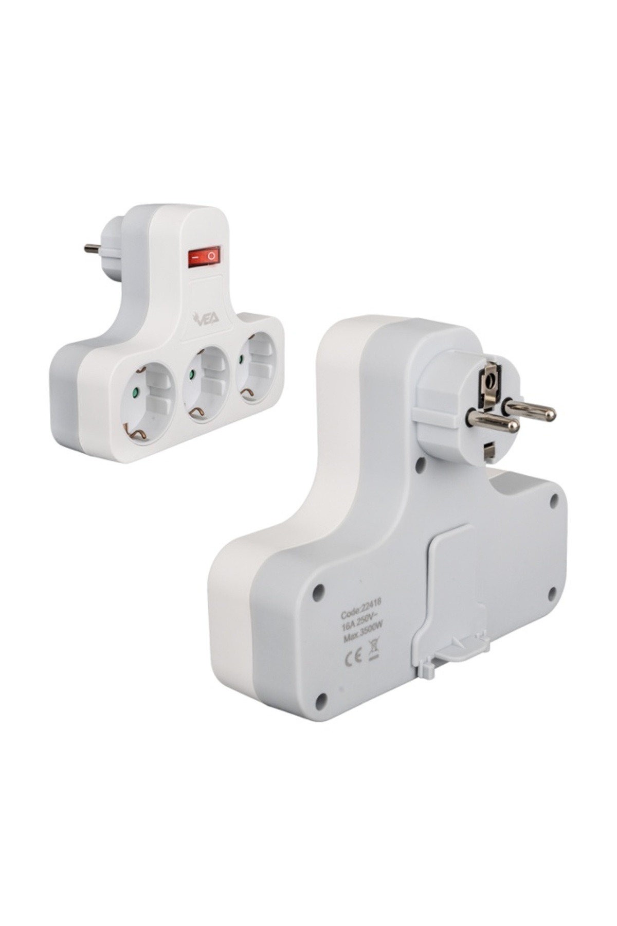 VEA VE-22418 16 AMPER 3500 WATT ANAHTARLI 3LÜ PRİZ