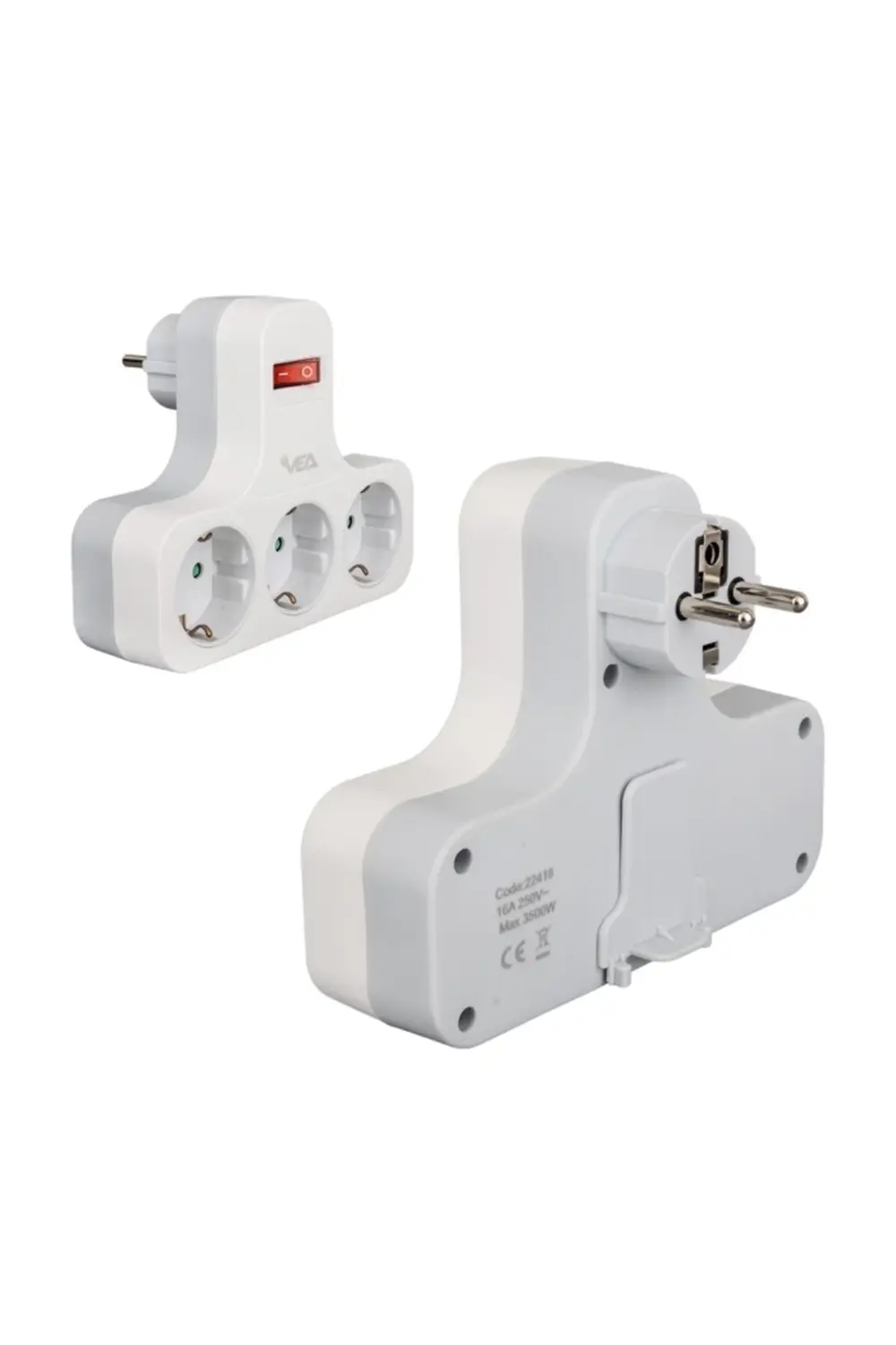VEA VE-22418 16 AMPER 3500 WATT ANAHTARLI 3LÜ PRİZ