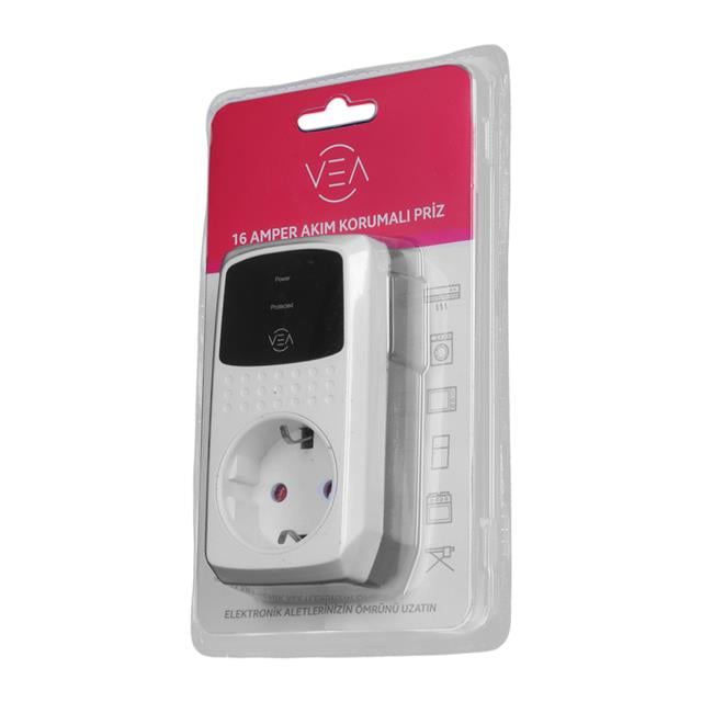 Vea VE-25532 16A 4000W Tekli Akım Korumalı Priz Aşırı Yüksek Geri