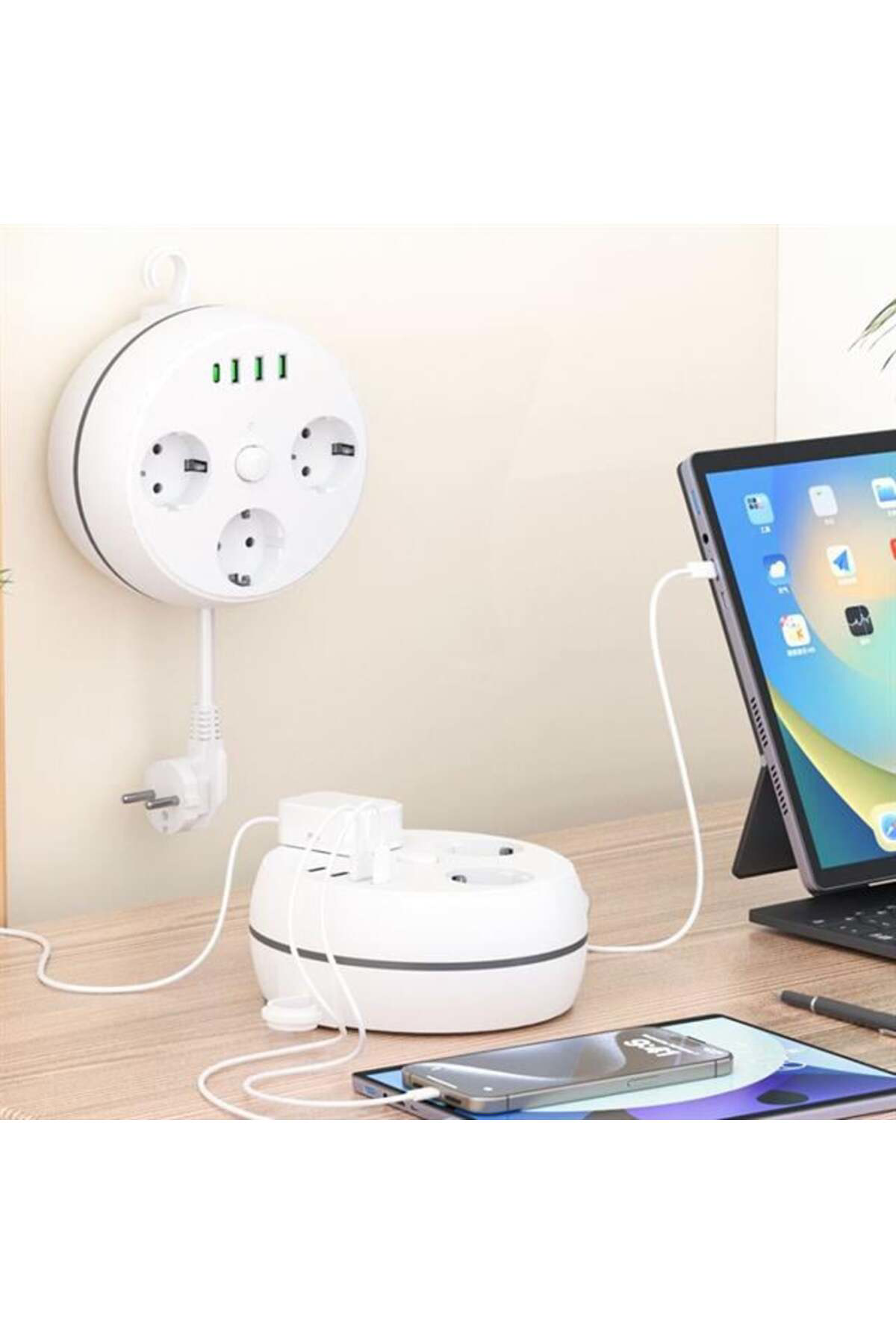 Vea VE-26583 3'LÜ 1.5 Metre Kablolu 3 USB / TYPE-C Girişli Akım Korumalı Grup Priz (5267)