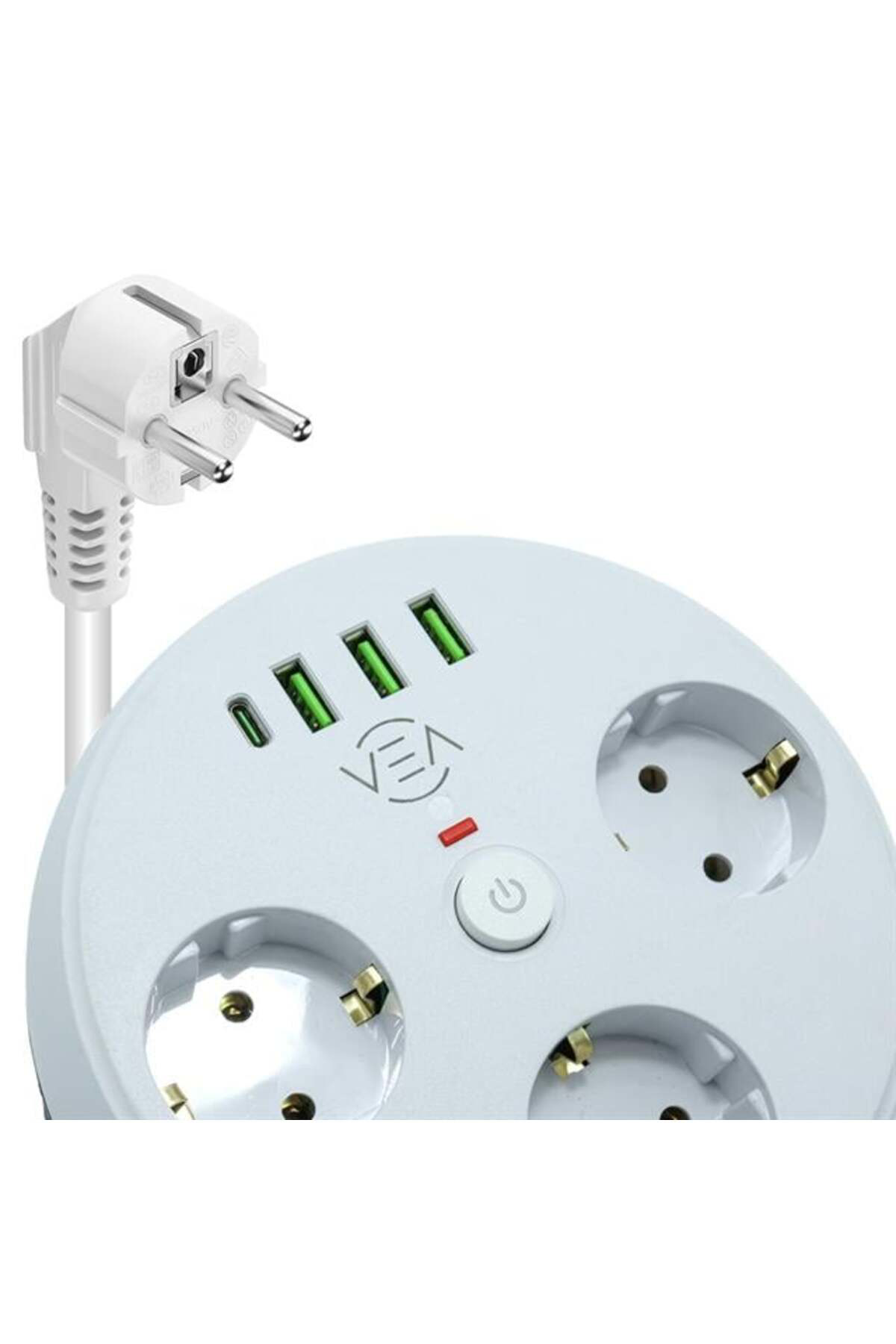 Vea VE-26583 3'LÜ 1.5 Metre Kablolu 3 USB / TYPE-C Girişli Akım Korumalı Grup Priz (5267)