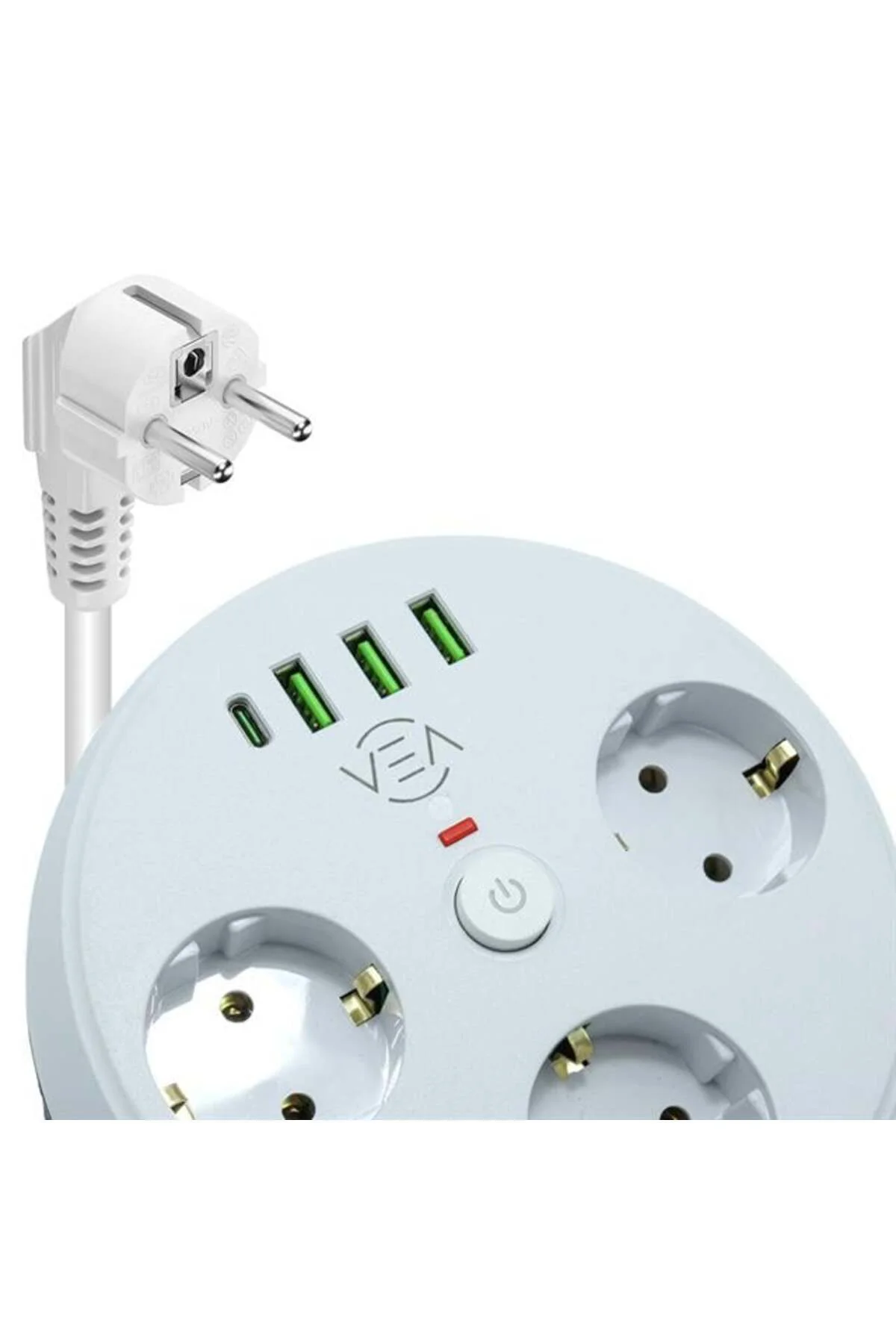 Vea VE-26583 3'LÜ 1.5 Metre Kablolu 3 USB / TYPE-C Girişli Akım Korumalı Grup Priz (4832)