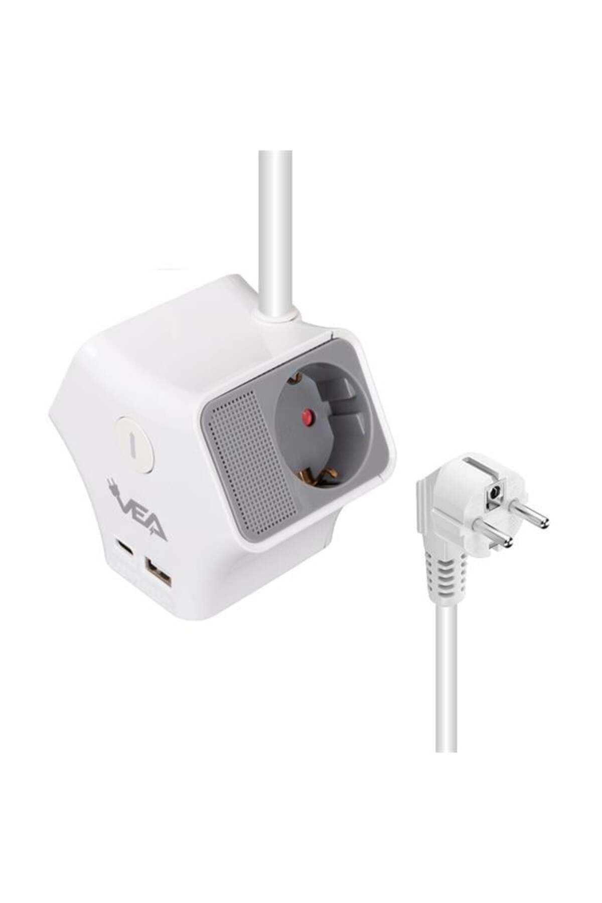 Vea Ve-G903Yc 3'Lü Usb+ Type-C Girişli Anahtarlı 1.5 Metre Grup P