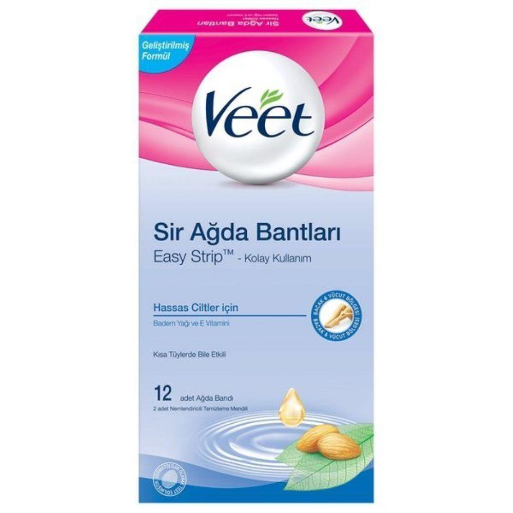 Veet Ağda Bandı 12li Hassas Ciltler için Mavi