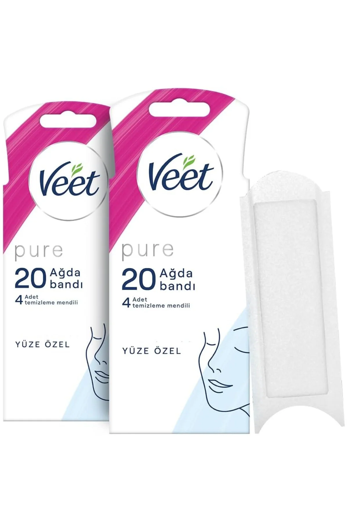 Veet Pure Hipoalerjenik Yüz Ağda Bandı, (2 x 20 Adet)