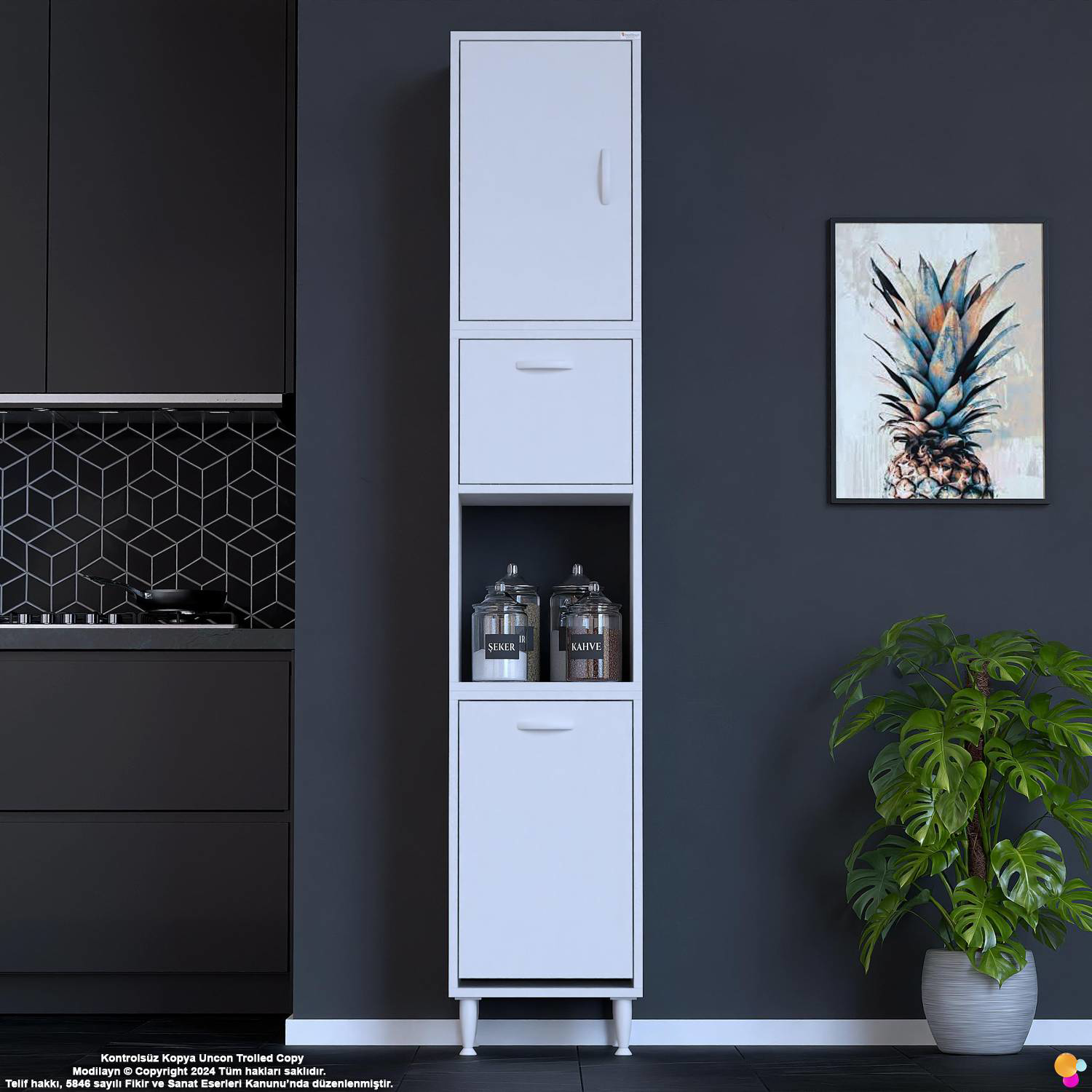 Vega Sepetli Çok Amaçlı Mutfak Kiler Dolabı 40 cm Organizer Kirli - Görsel 3